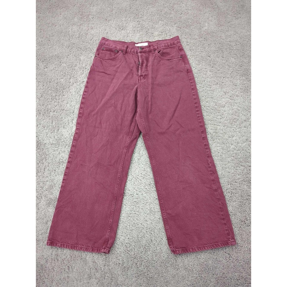 Topshop Jeans Womens 30x27 Red Denim High Rise Straight Leg 90s Retro Classic